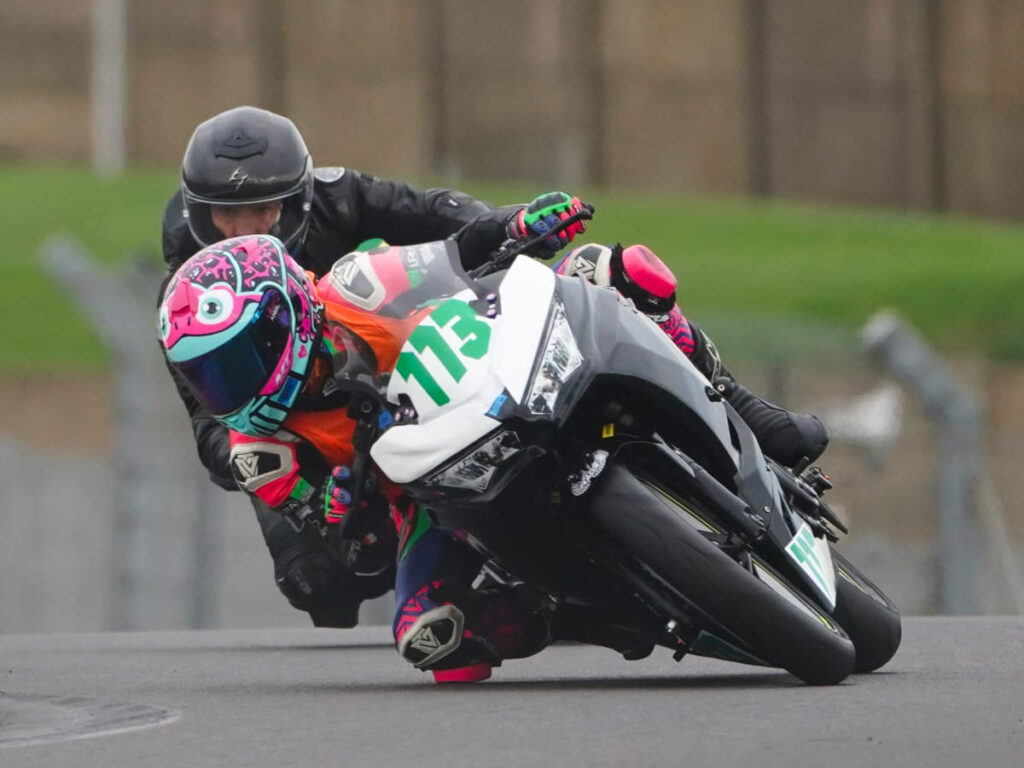 Annabelle McCarthy delivered a podium finish on her first outing on the Ninja 400 at Bemsee
