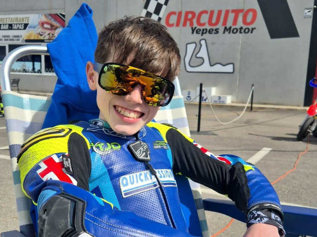 Taylor Davies FAB_Racing MK-MiniGP70 rider practicing in Spain
